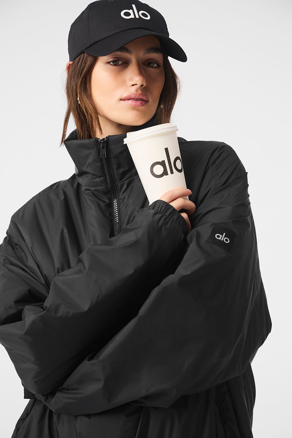Latitude Light Weight 1/2 Zip Pullover Jacket - Black--1