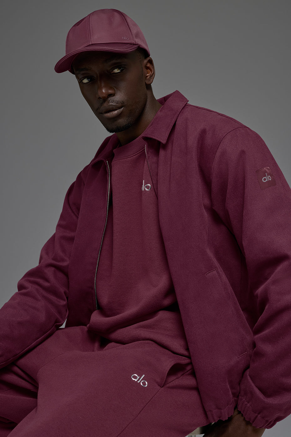 Cotton Canvas Coaches Jacket - Burgundy--5