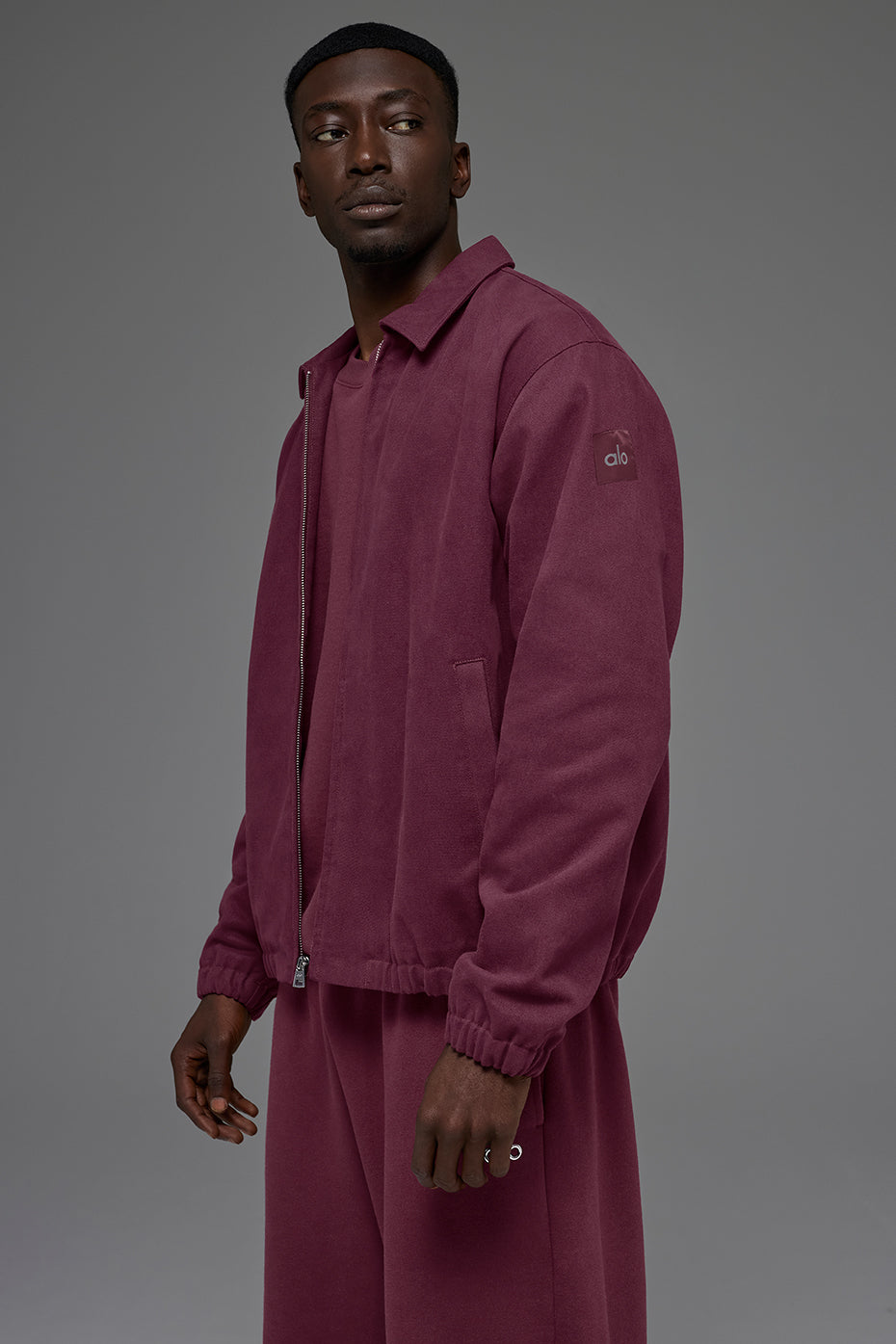 Cotton Canvas Coaches Jacket - Burgundy--4