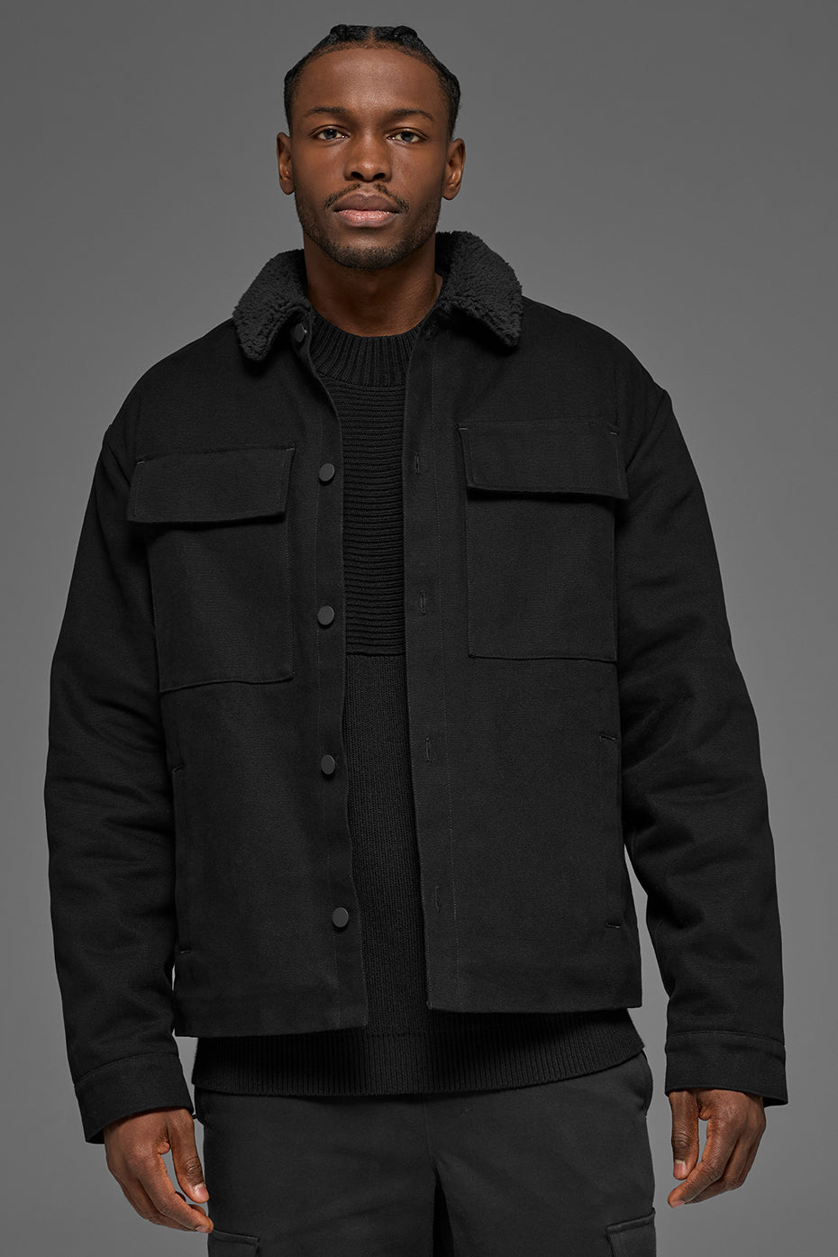 Canvas Utility Shacket - Black--2