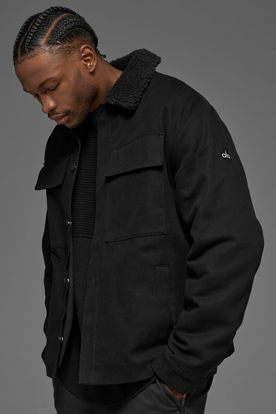 Canvas Utility Shacket - Black--4