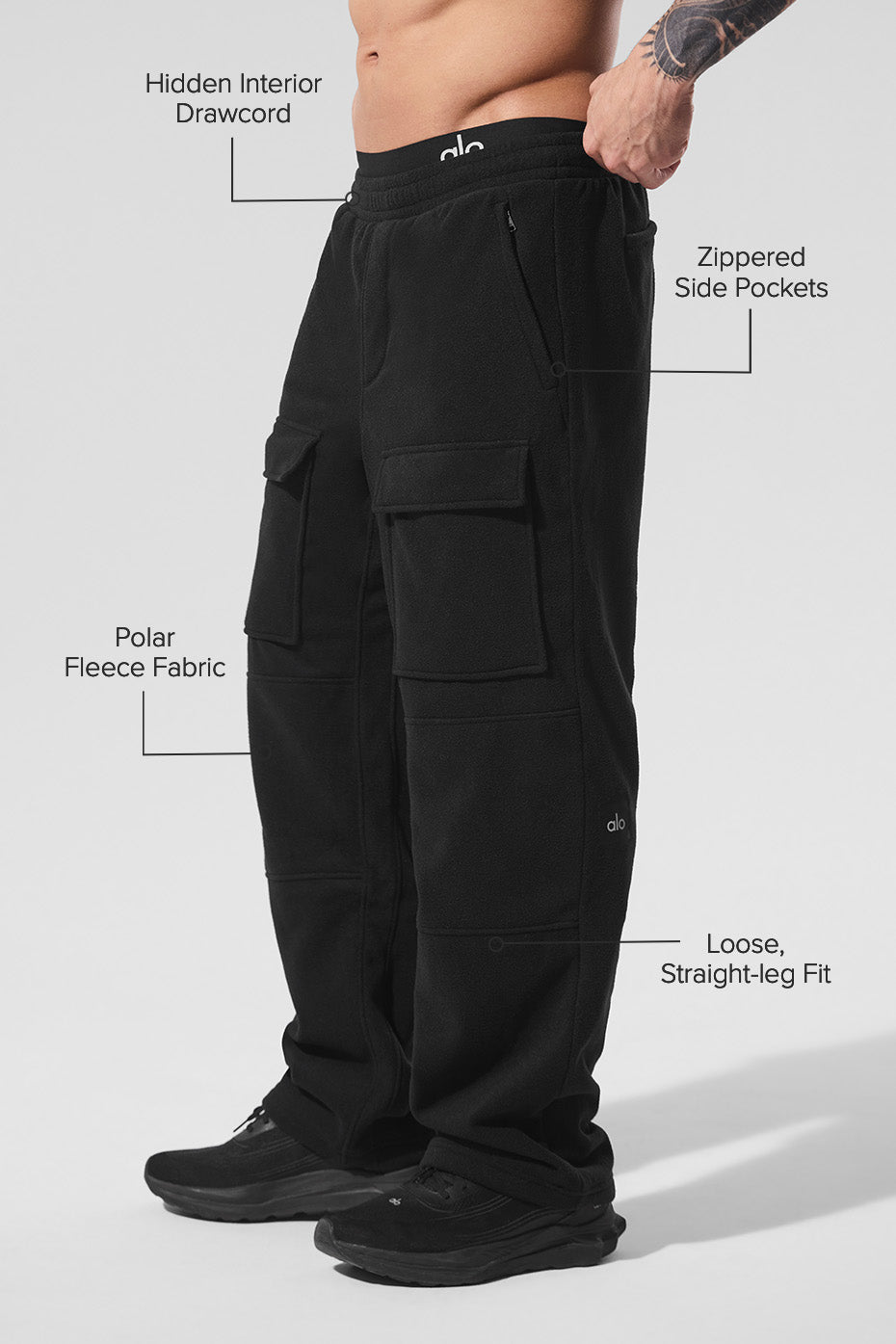 Polar Fleece Ridge Cargo Pants - Black--1