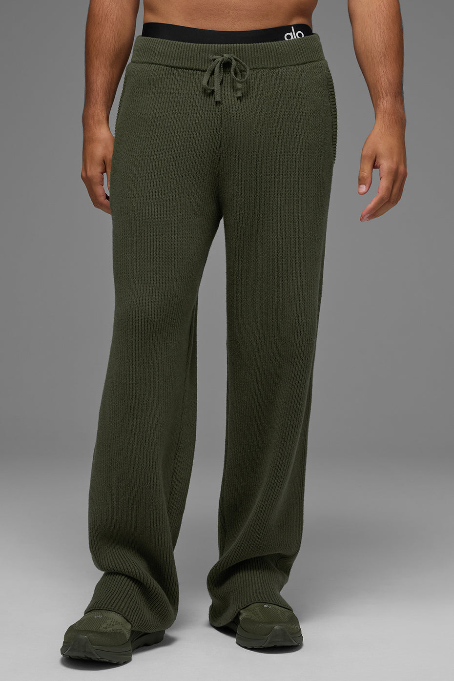 Domain Rib Knit Sweatpant - Green Olive--1