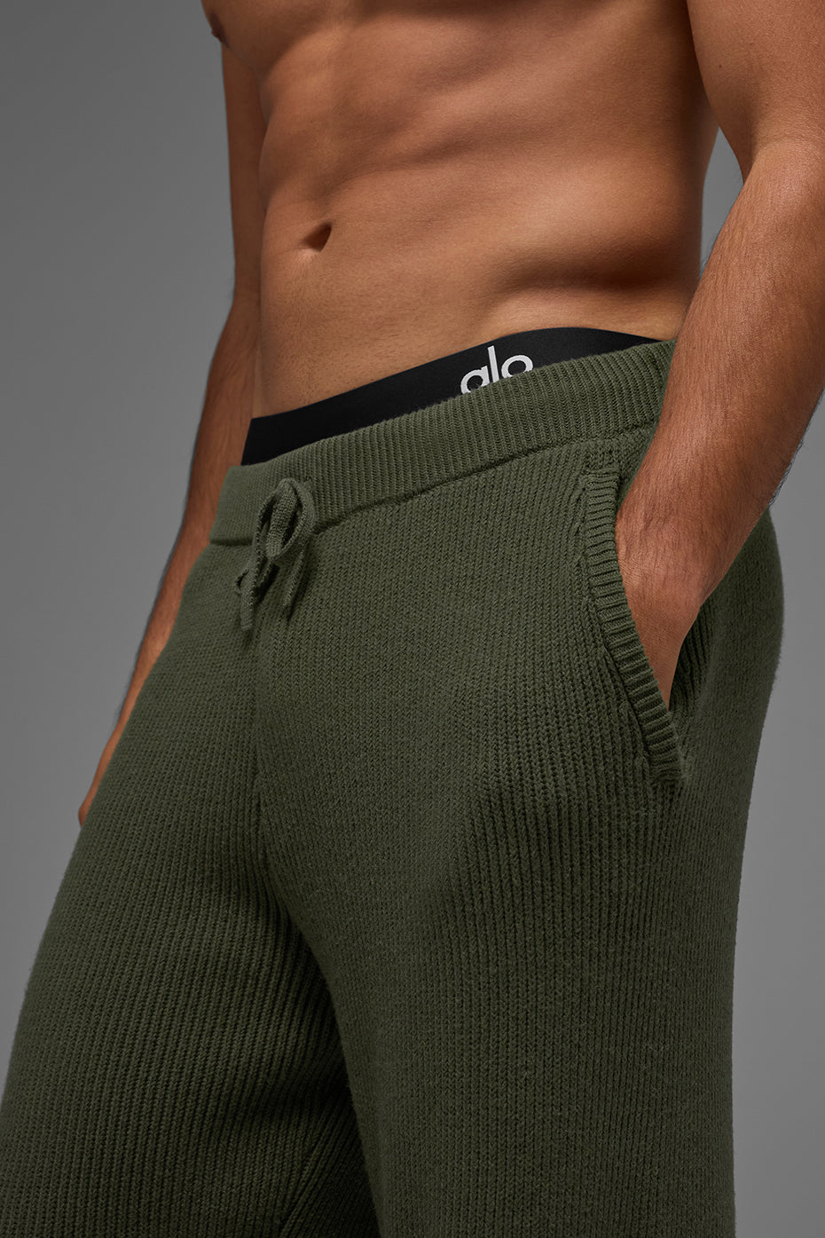 Domain Rib Knit Sweatpant - Green Olive--2
