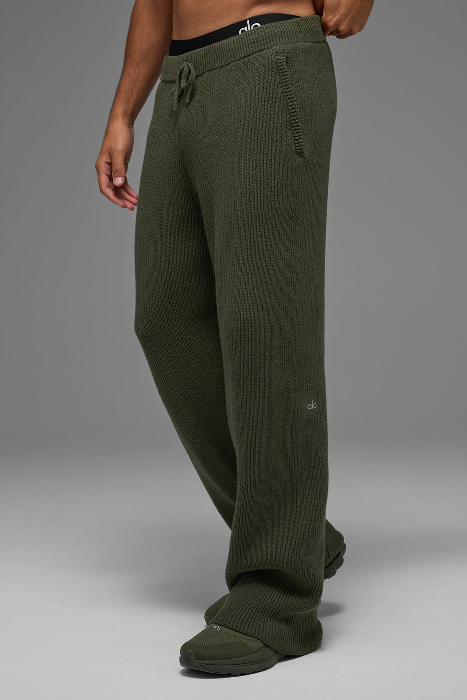Domain Rib Knit Sweatpant - Green Olive--4