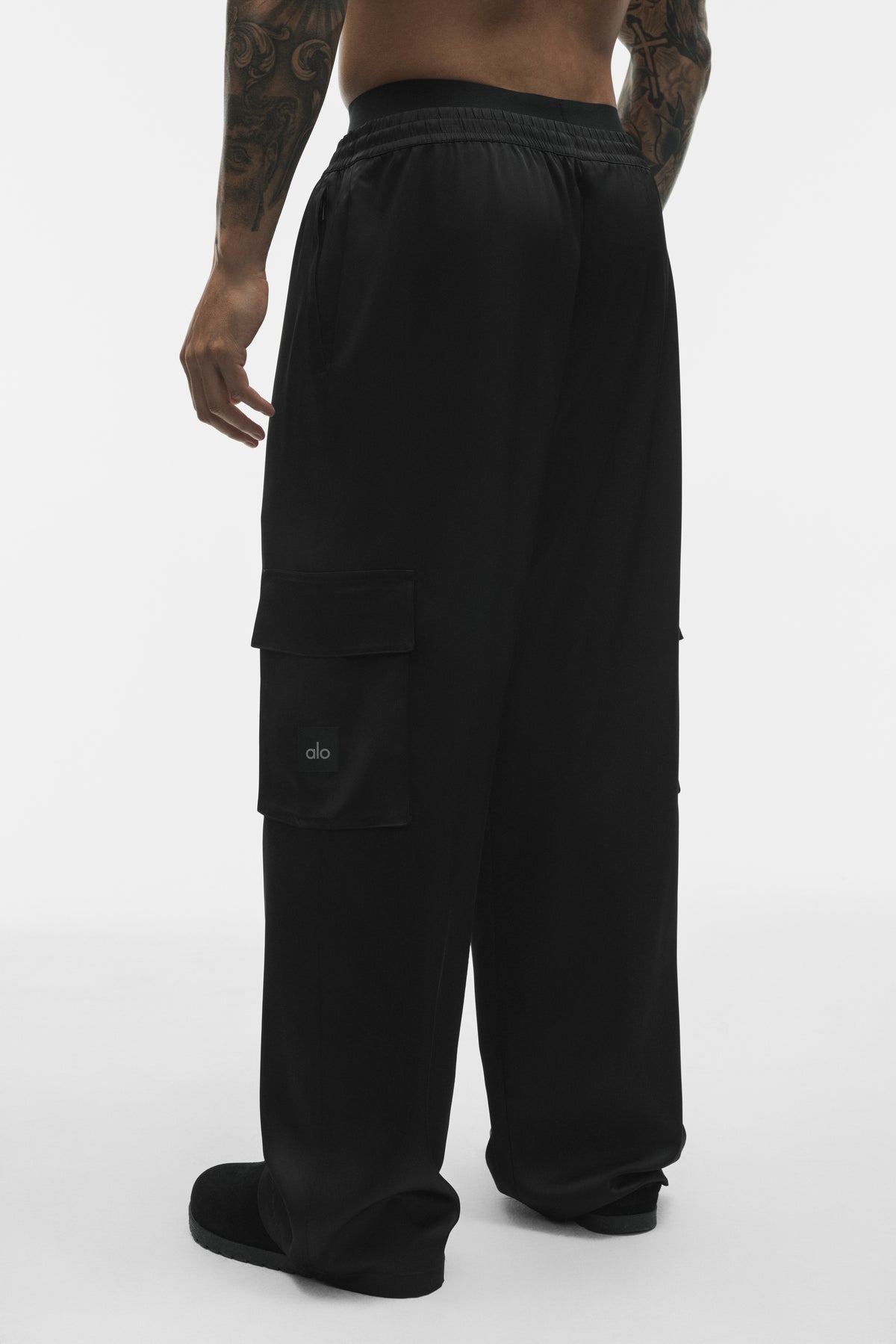 Satin Horizon Straight Leg Cargo Pant - Black--3