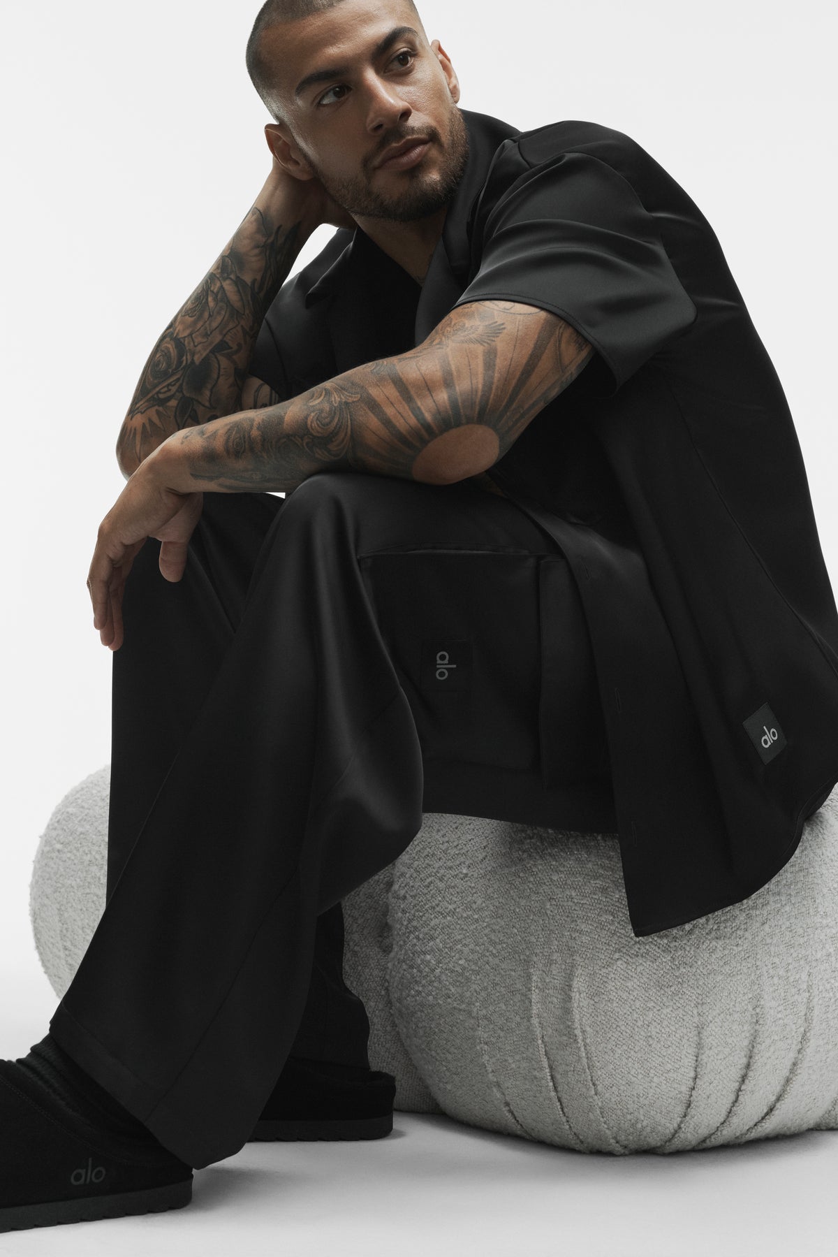 Satin Horizon Straight Leg Cargo Pant - Black--4