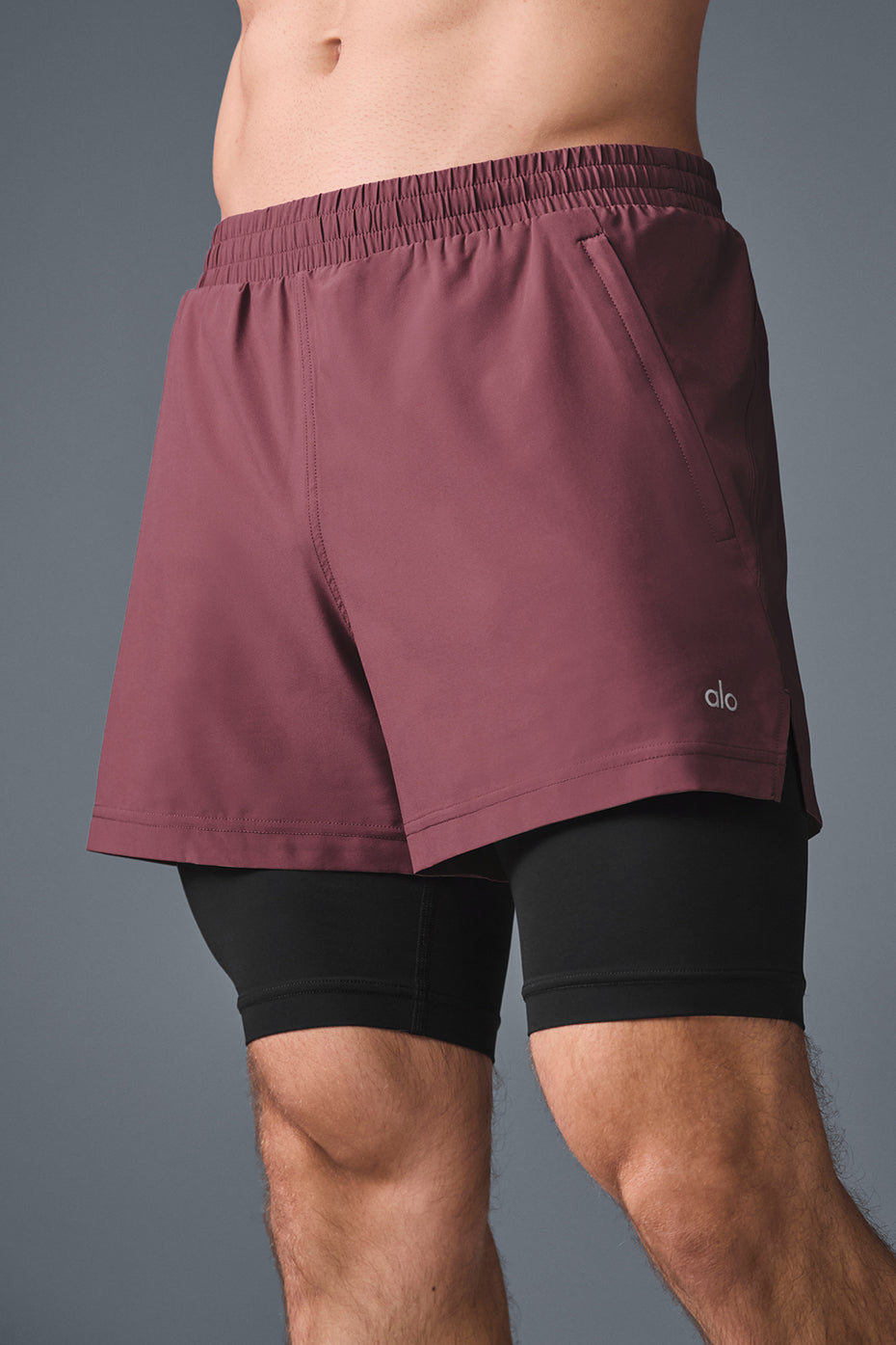 5" Revival 2-in-1 Short - Burgundy Truffle/Black--3