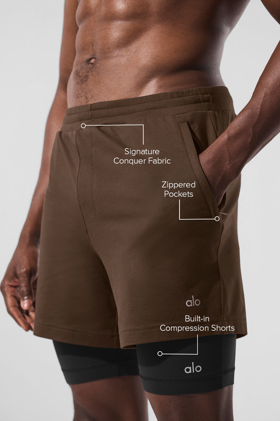 Conquer React 2-In-1 Performance Short - Espresso/Black--1