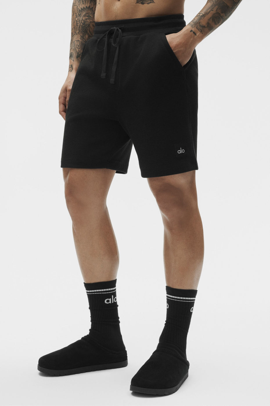 7" Waffle Lounge Short - Black--2