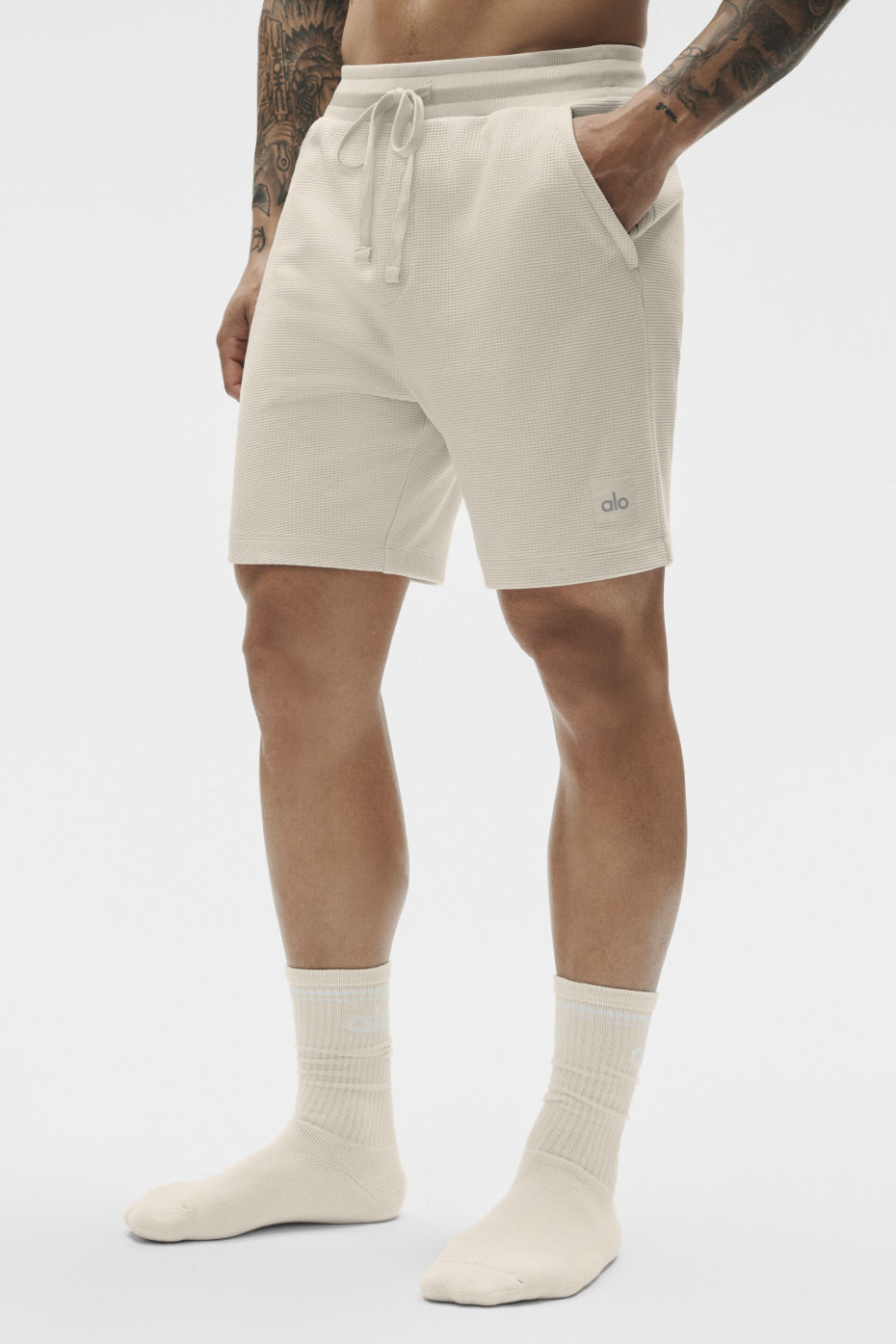 7" Waffle Lounge Short - Bone--2