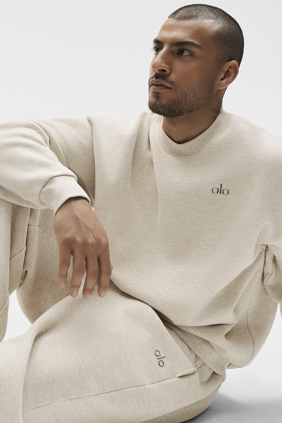 Accolade Crew Neck Pullover - Oatmeal Heather--3