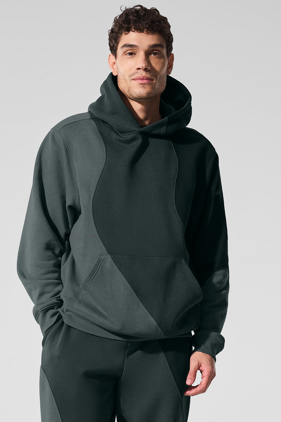 Make Waves Hoodie - Charcoal Green Tonal--0