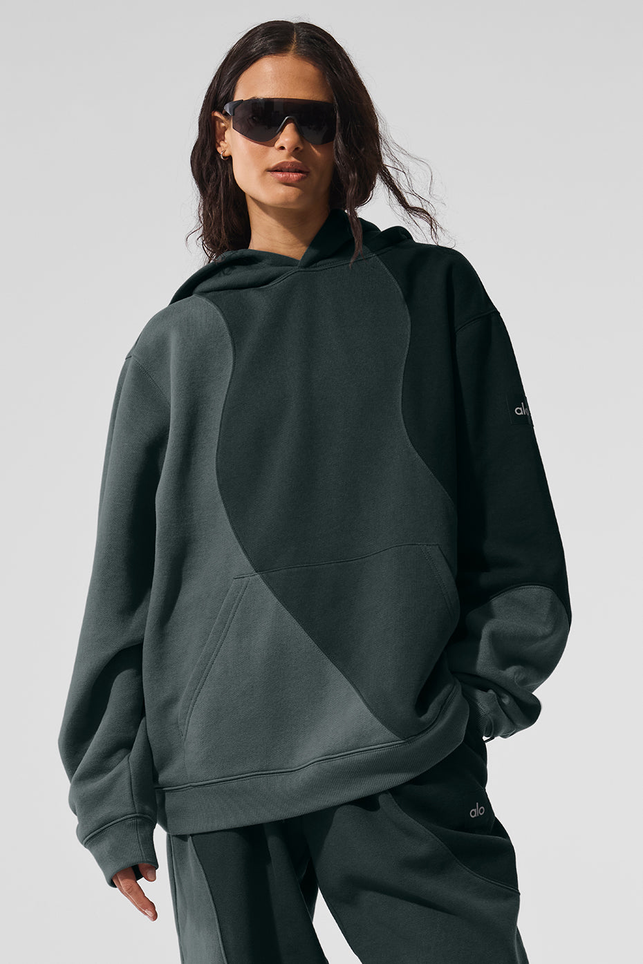 Make Waves Hoodie - Charcoal Green Tonal--0