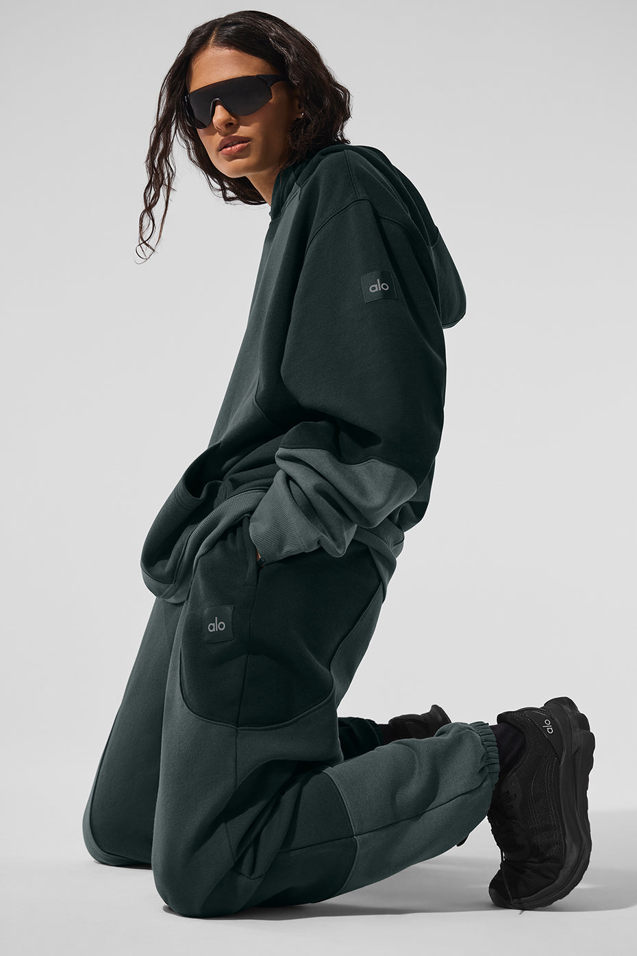 Make Waves Hoodie - Charcoal Green Tonal--3