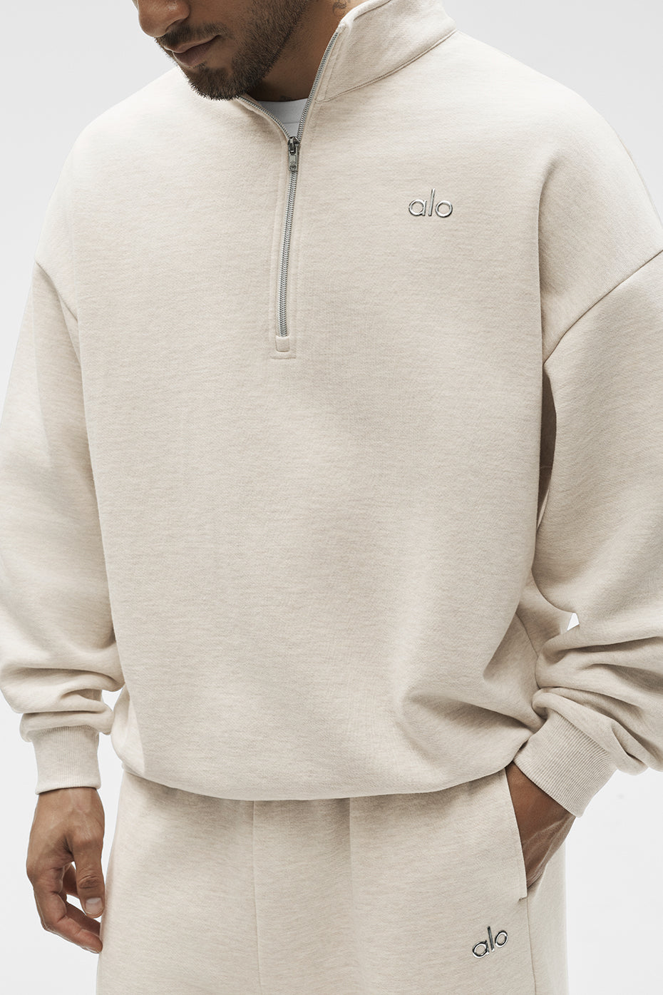 Accolade 1/4 Zip Pullover - Oatmeal Heather--3
