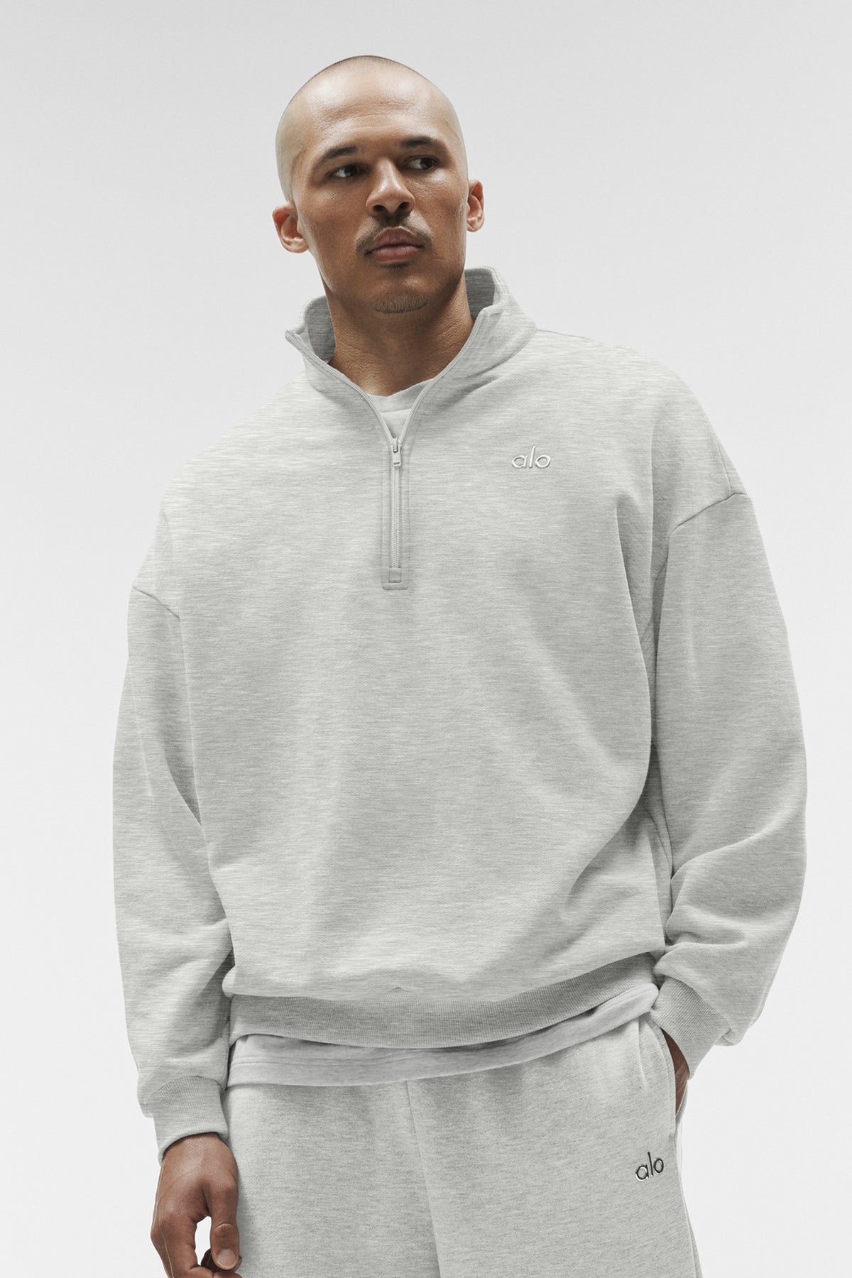 Accolade 1/4 Zip Pullover - White Heather--0