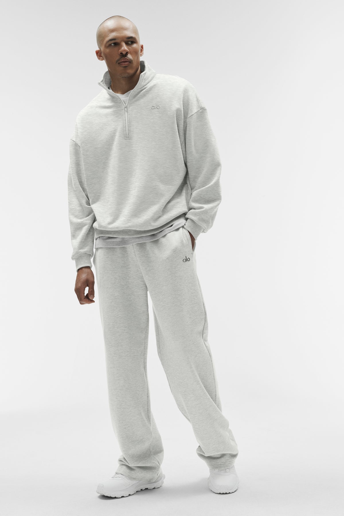 Accolade 1/4 Zip Pullover - White Heather--3