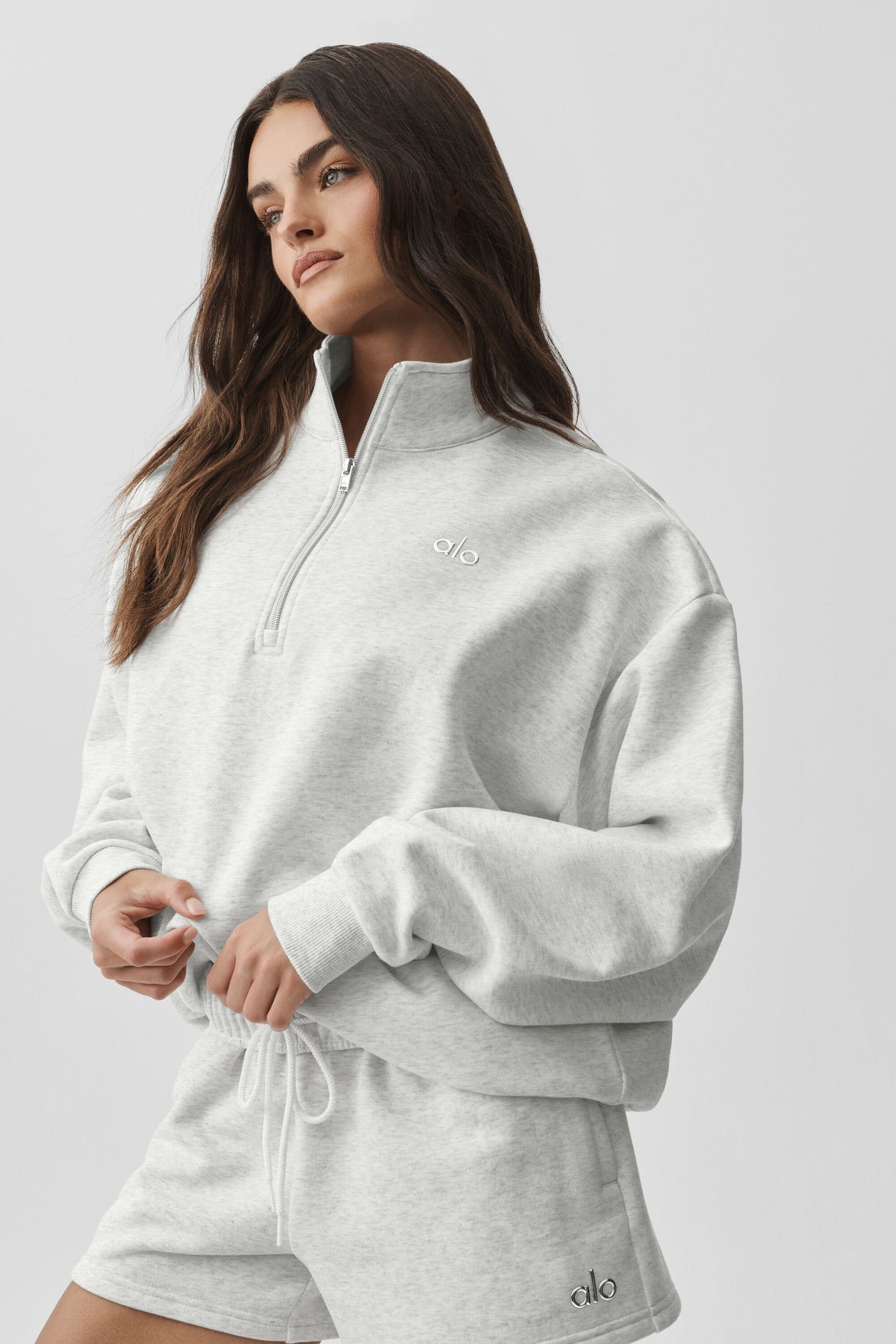 Accolade 1/4 Zip Pullover - White Heather--2