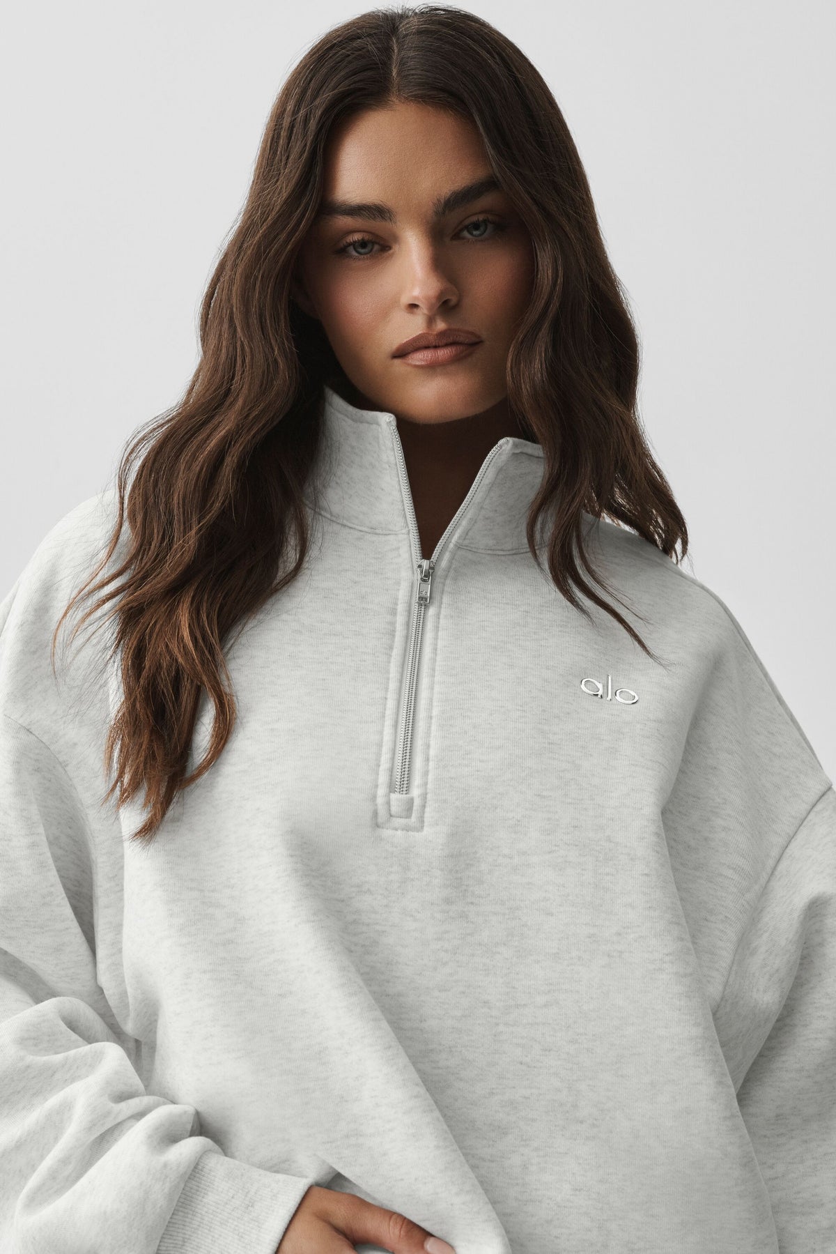 Accolade 1/4 Zip Pullover - White Heather--3