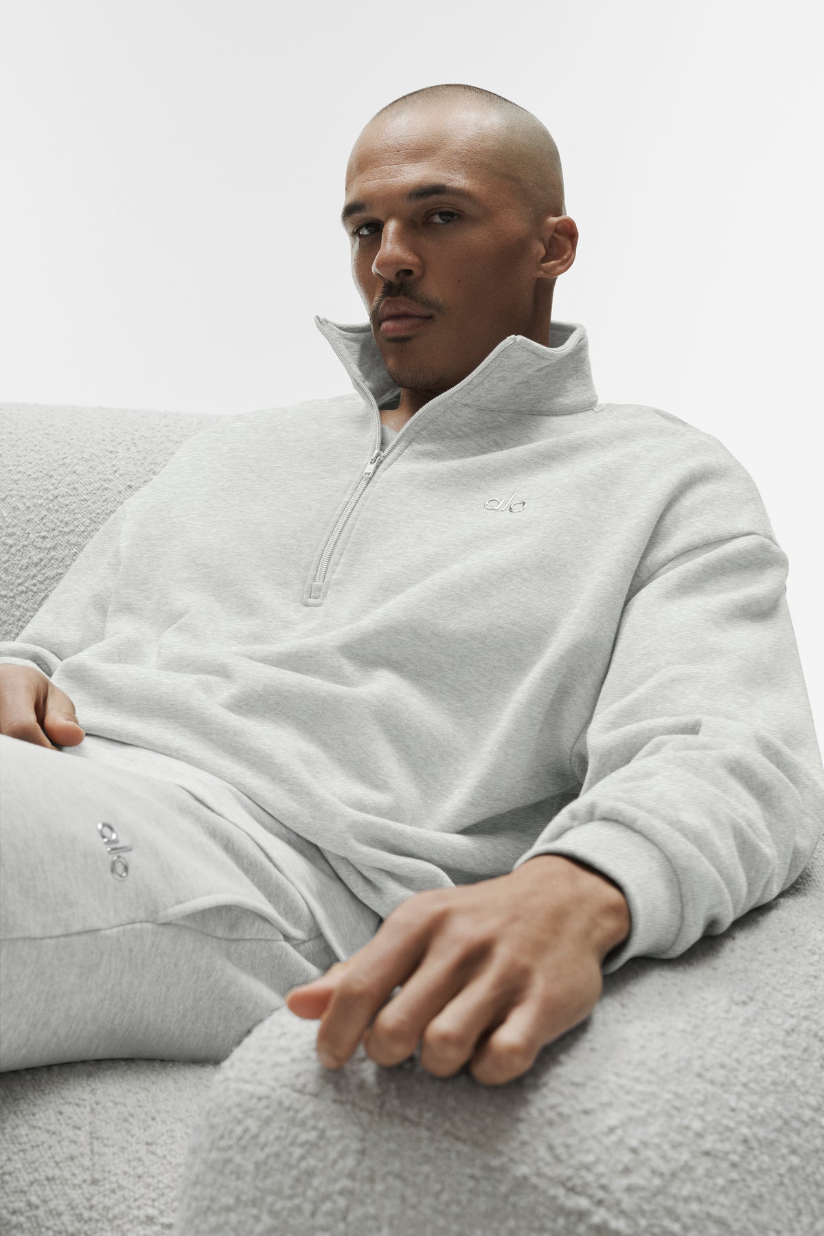 Accolade 1/4 Zip Pullover - White Heather--2
