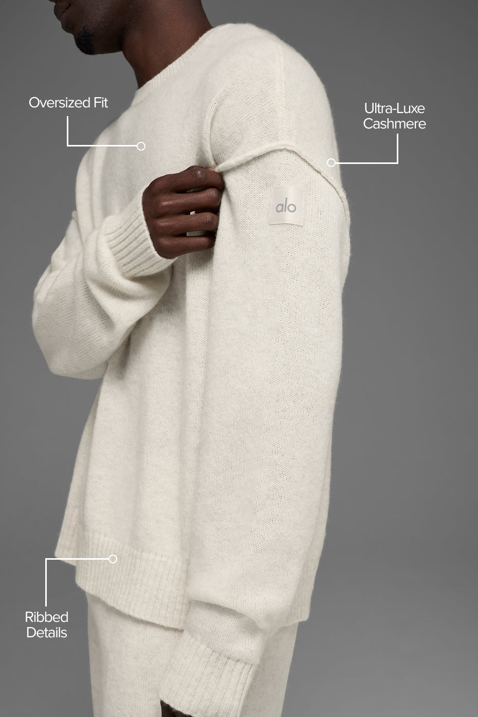 Unisex Wool Cashmere New Class Crewneck Sweater - Bone Heather--1