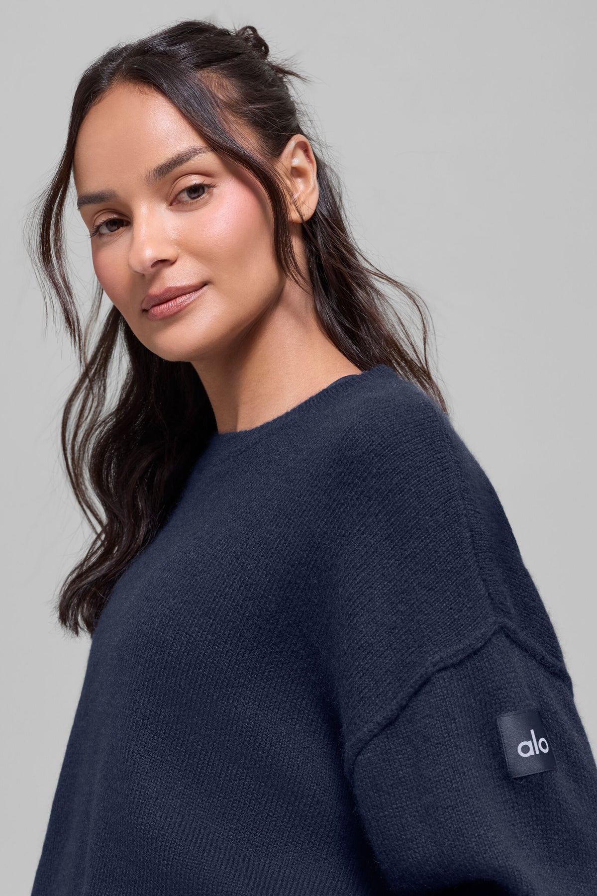 Unisex Wool Cashmere New Class Crewneck Sweater - Navy--1