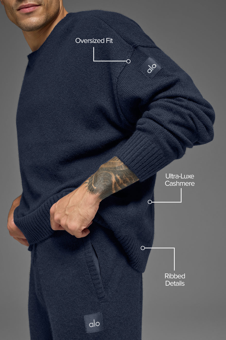 Unisex Wool Cashmere New Class Crewneck Sweater - Navy--1