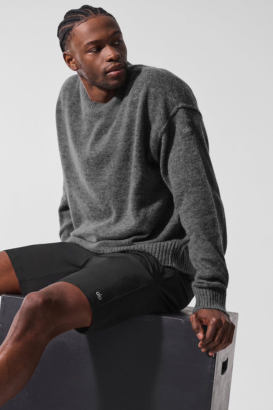 Unisex Wool Cashmere New Class Crewneck Sweater - Platinum Grey--4