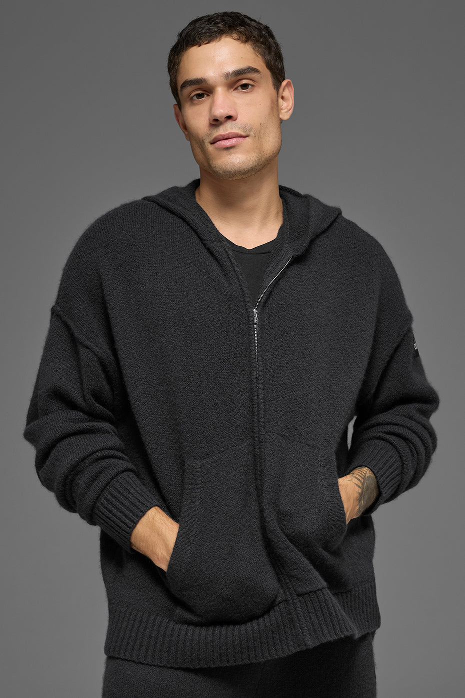 Wool Cashmere New Class Full Zip Hoodie - Black--0
