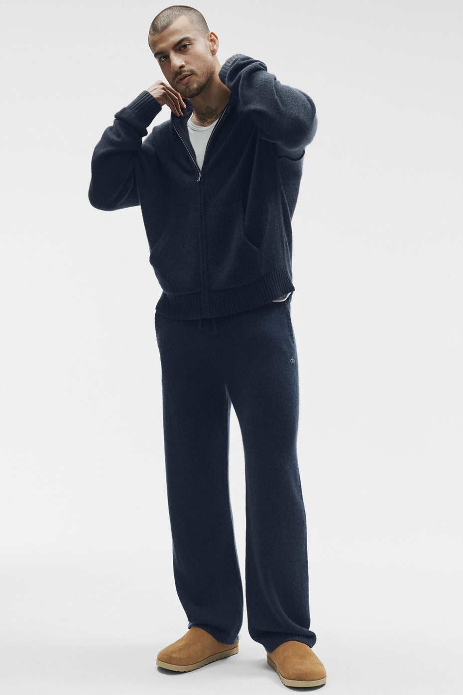 Wool Cashmere New Class Full Zip Hoodie - Navy--4