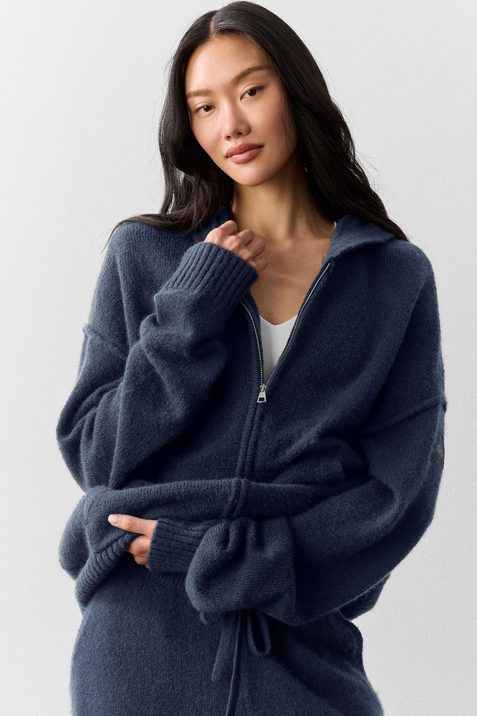 Wool Cashmere New Class Full Zip Hoodie - Navy--0