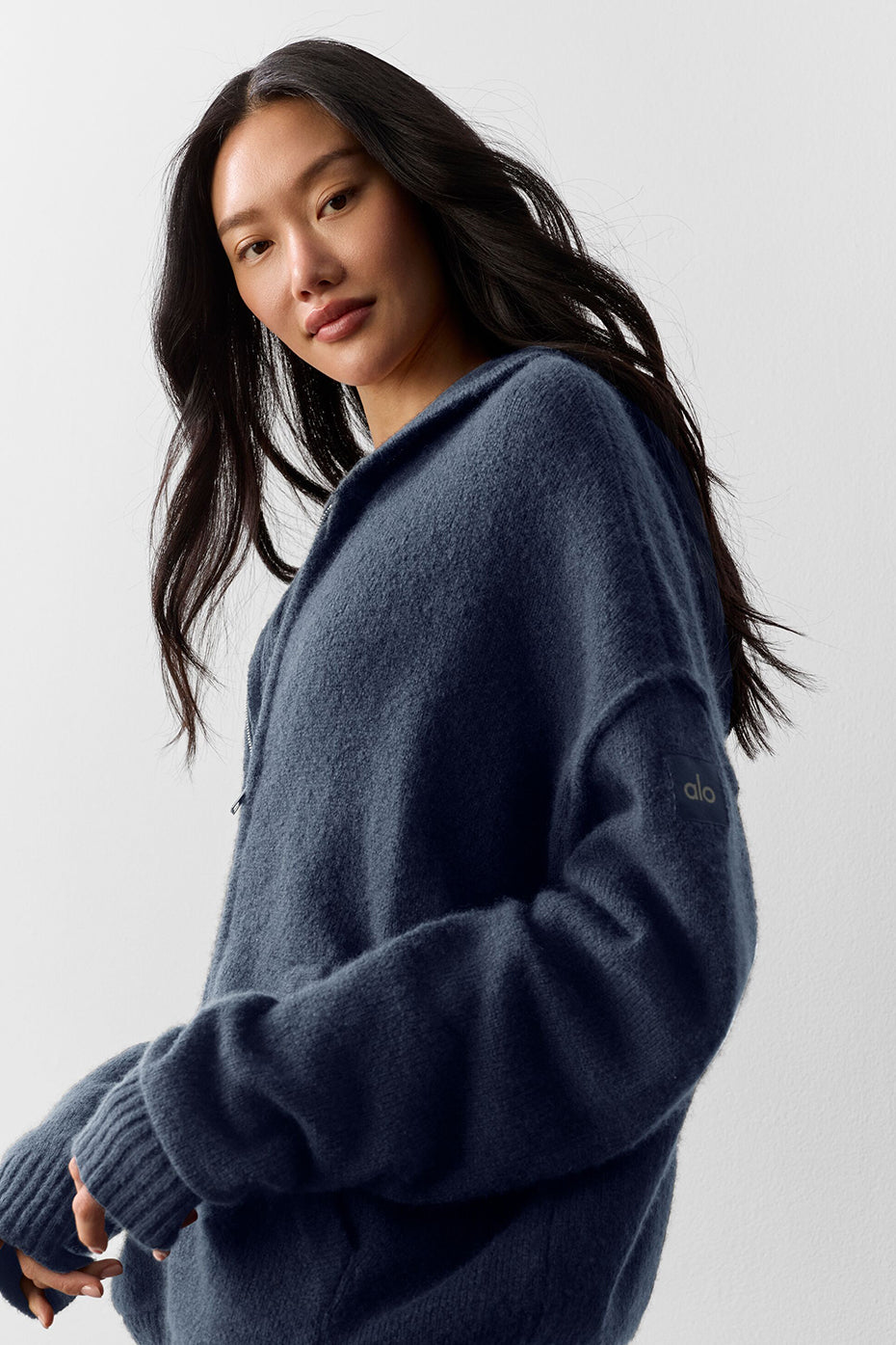 Wool Cashmere New Class Full Zip Hoodie - Navy--3