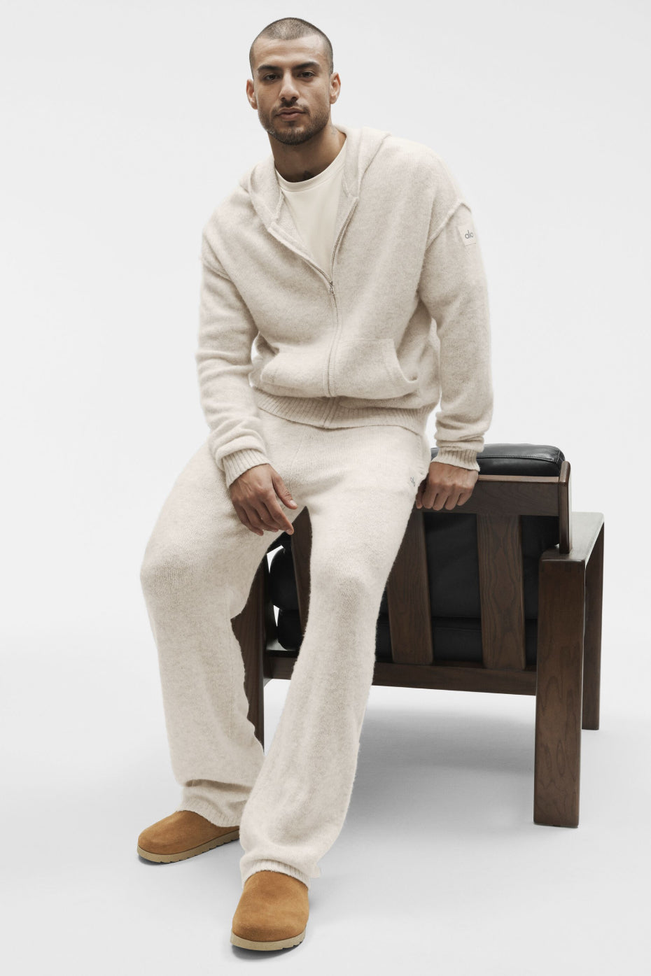 Wool Cashmere New Class Full Zip Hoodie - Oatmeal Heather--5