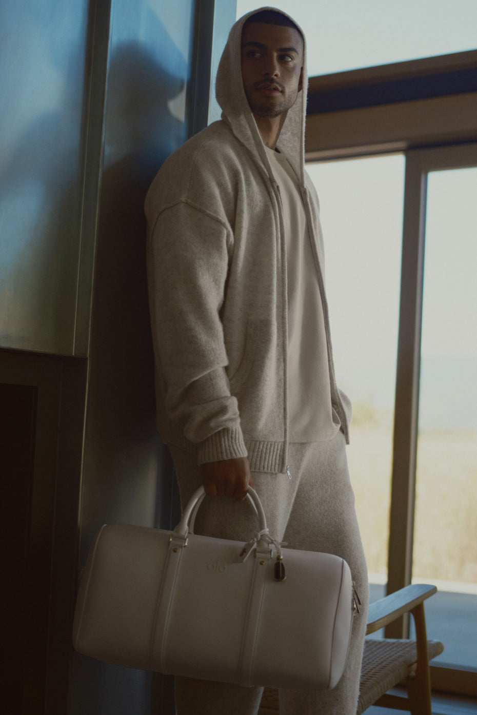 Wool Cashmere New Class Full Zip Hoodie - Oatmeal Heather--0