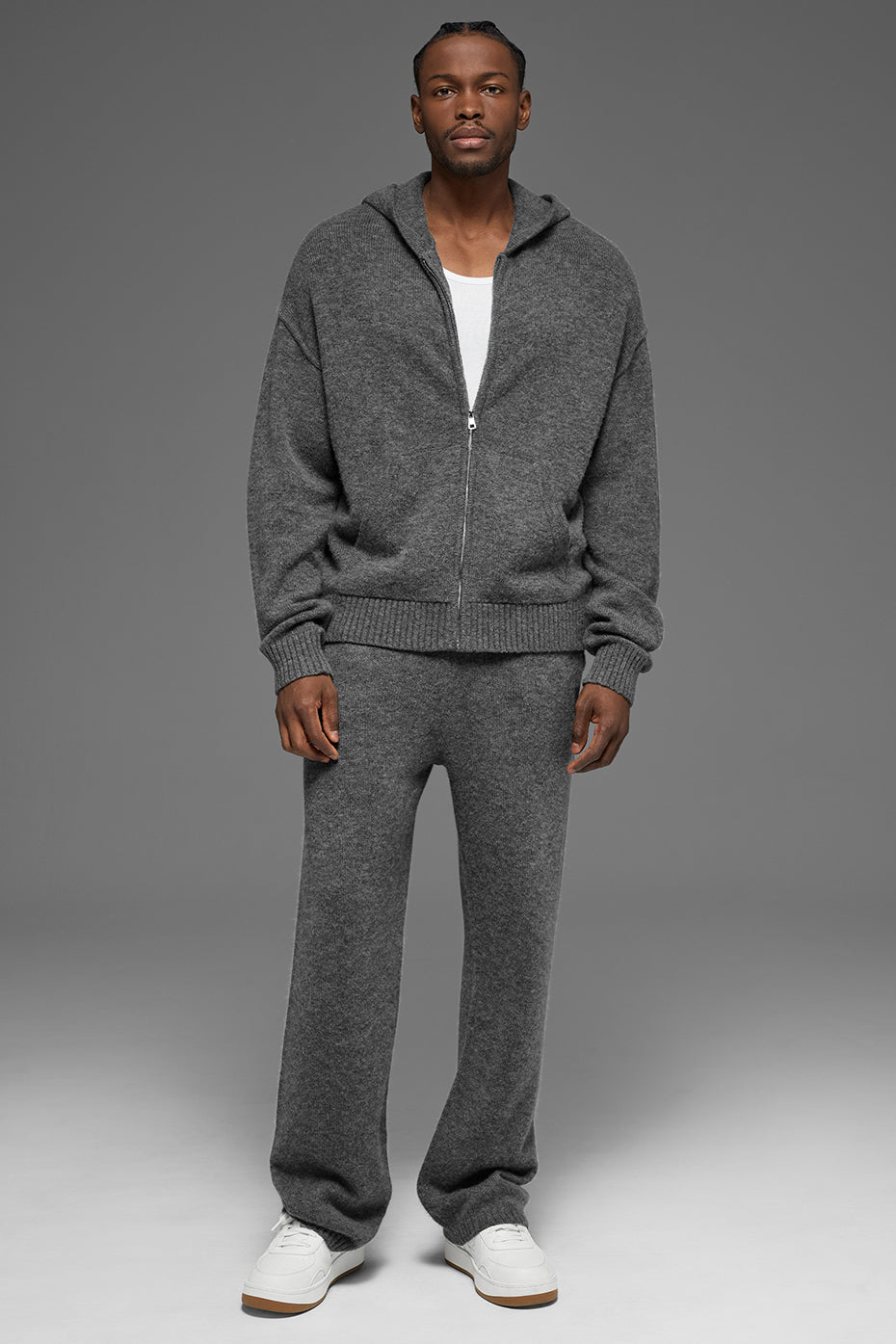 Wool Cashmere New Class Full Zip Hoodie - Platinum Grey--3