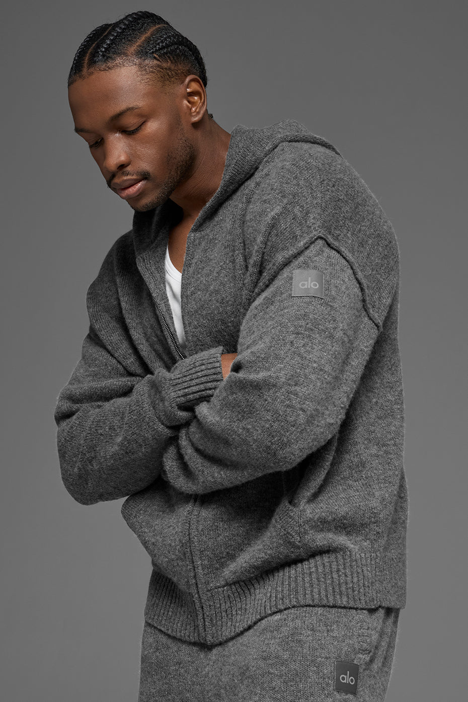 Wool Cashmere New Class Full Zip Hoodie - Platinum Grey--2