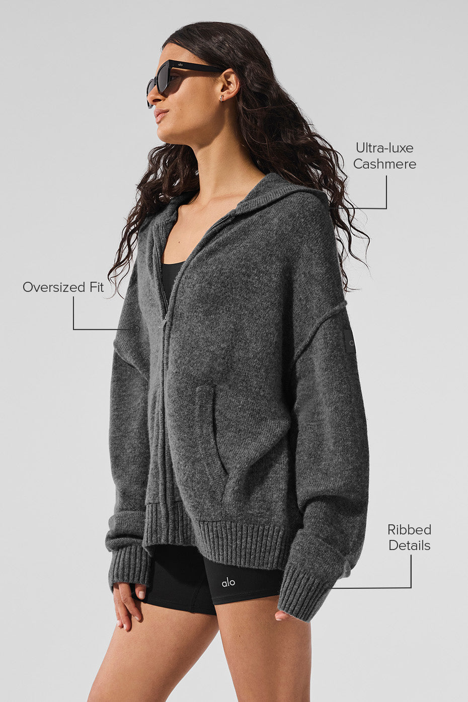 Wool Cashmere New Class Full Zip Hoodie - Platinum Grey--1