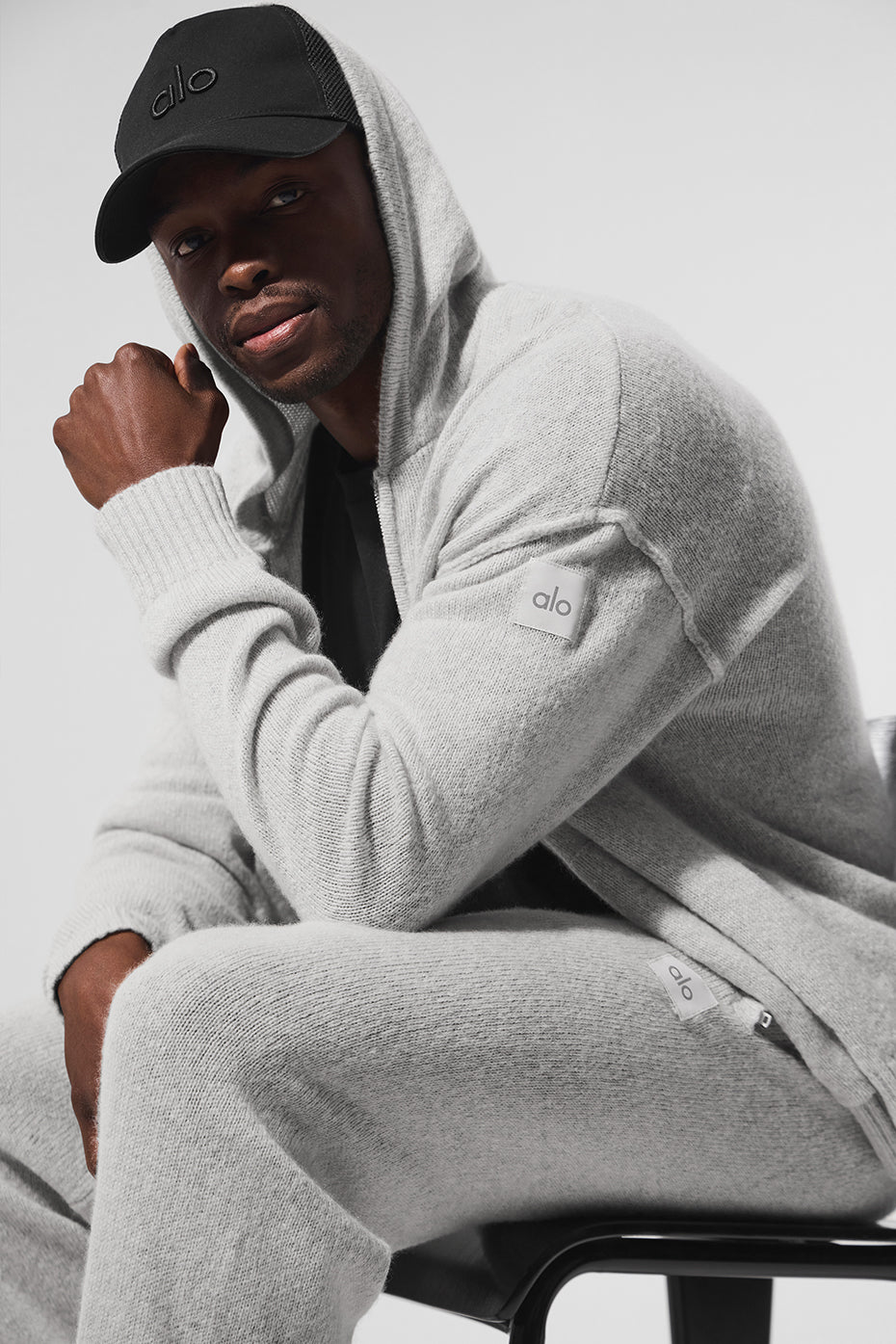 Wool Cashmere New Class Full Zip Hoodie - Pearl Grey Heather--1