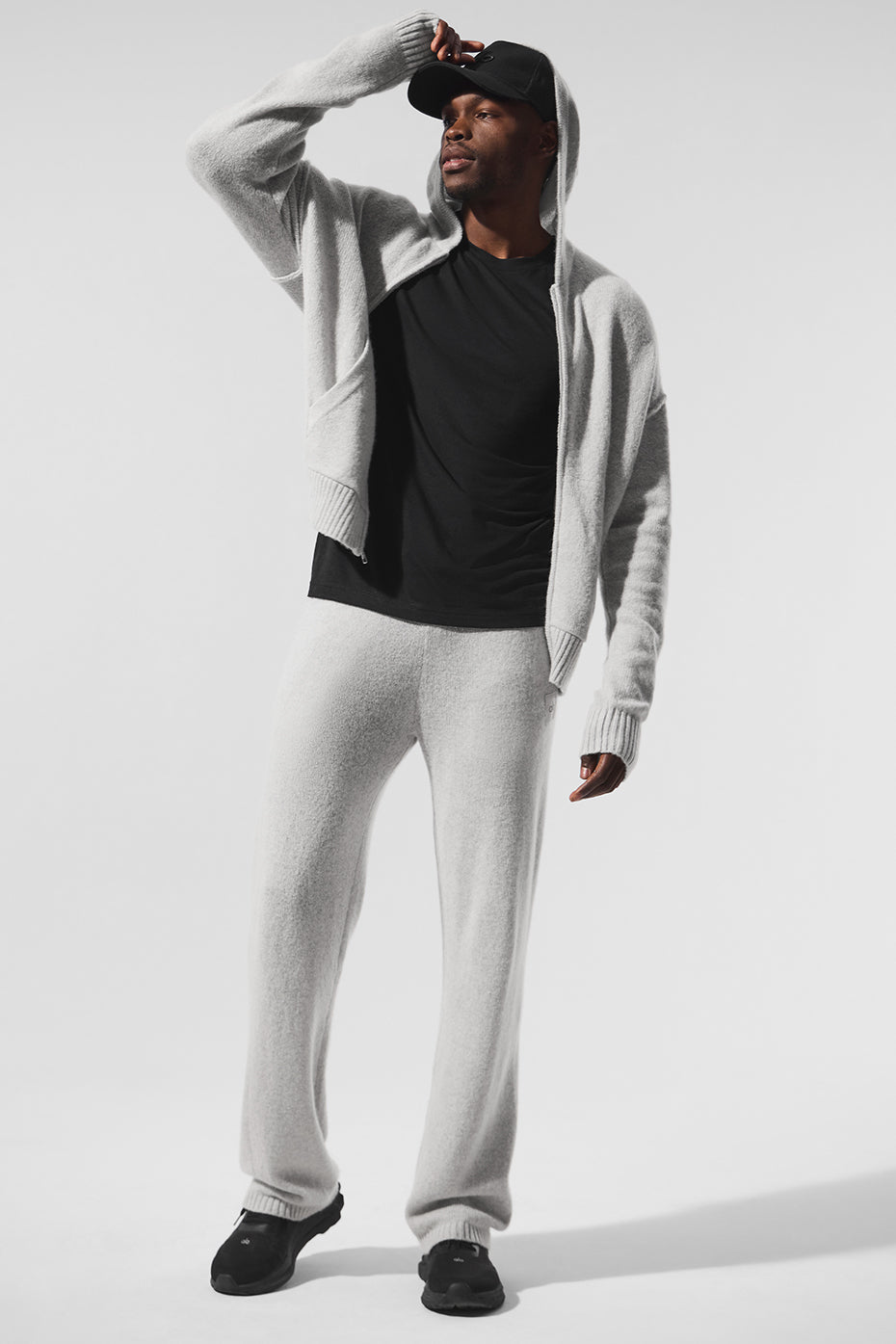 Wool Cashmere New Class Full Zip Hoodie - Pearl Grey Heather--4