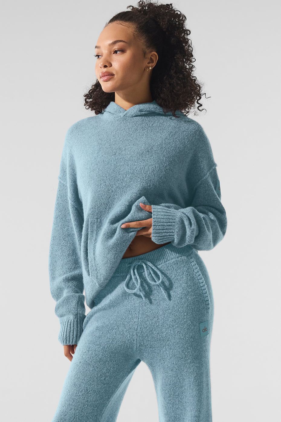 Wool Cashmere New Class Hoodie - Celestial Blue Granite Heather--0