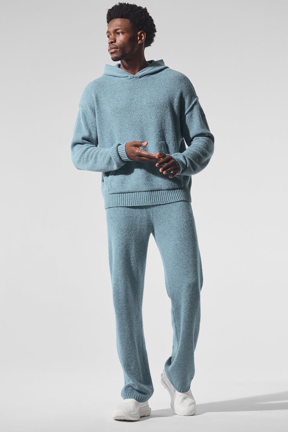 Wool Cashmere New Class Hoodie - Celestial Blue Granite Heather--4
