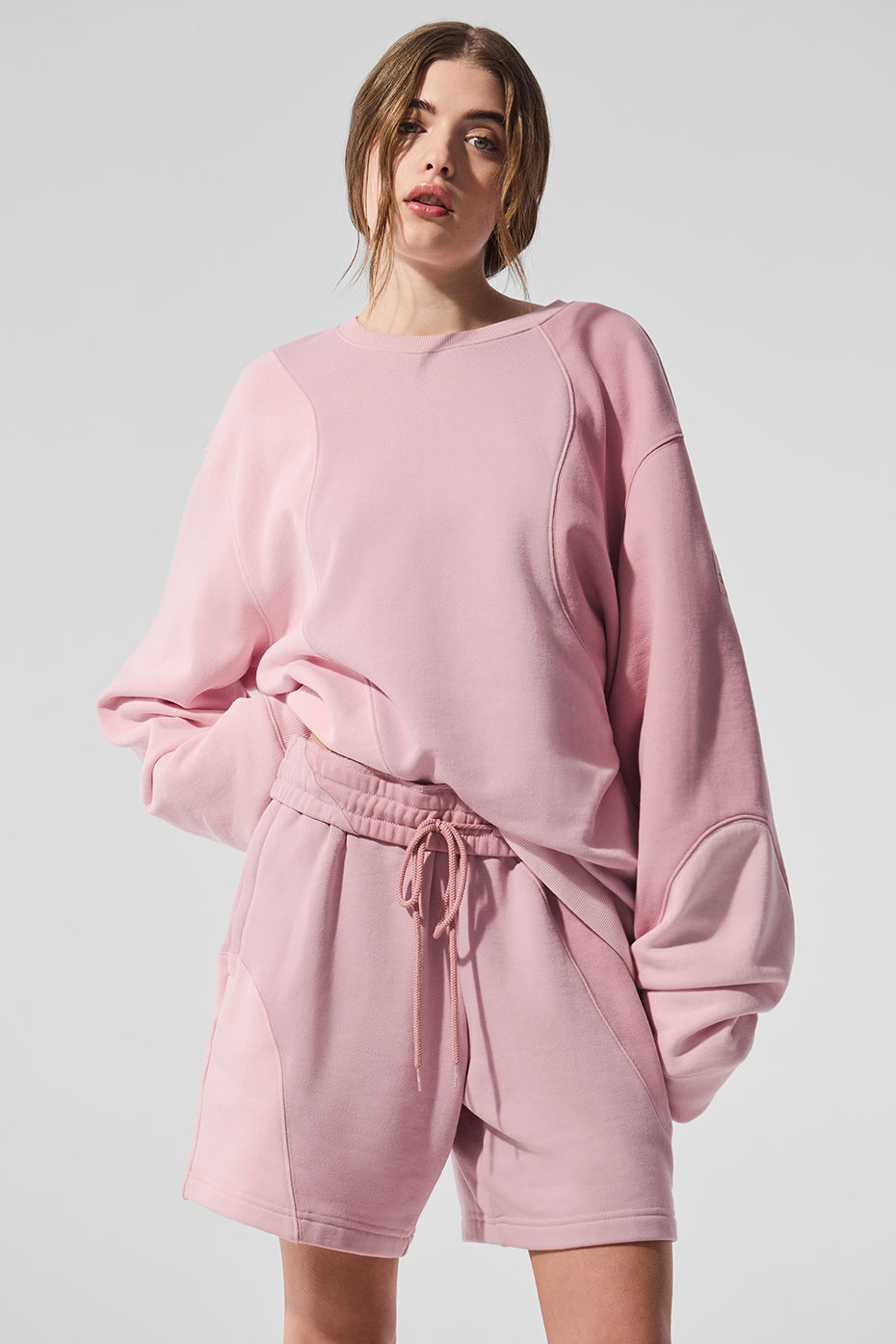 Make Waves Crew Neck Pullover - Sunset Pink Tonal--0