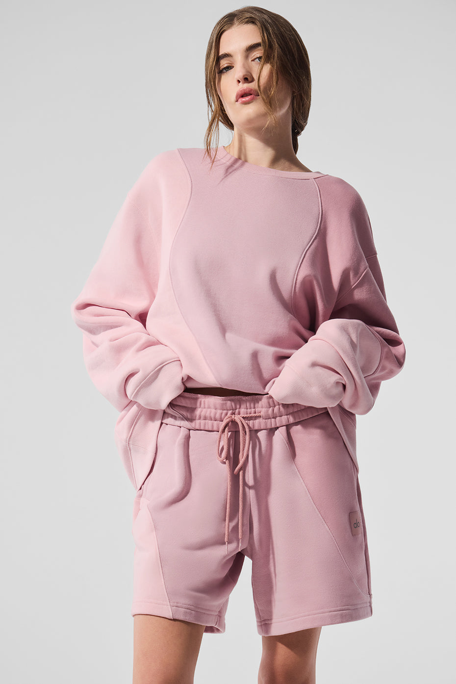 Make Waves Crew Neck Pullover - Sunset Pink Tonal--3
