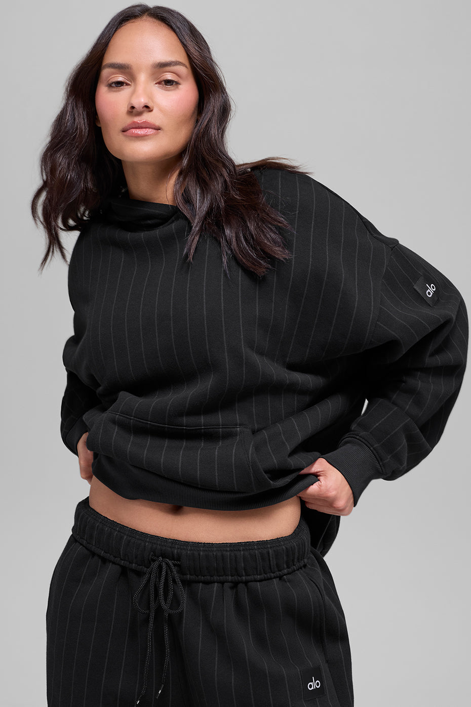Pinstripe Hoodie - Black Pinstripe--0