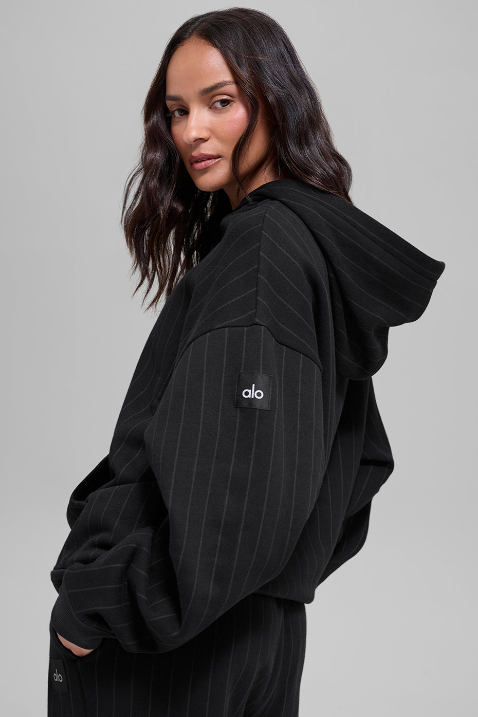 Pinstripe Hoodie - Black Pinstripe--2