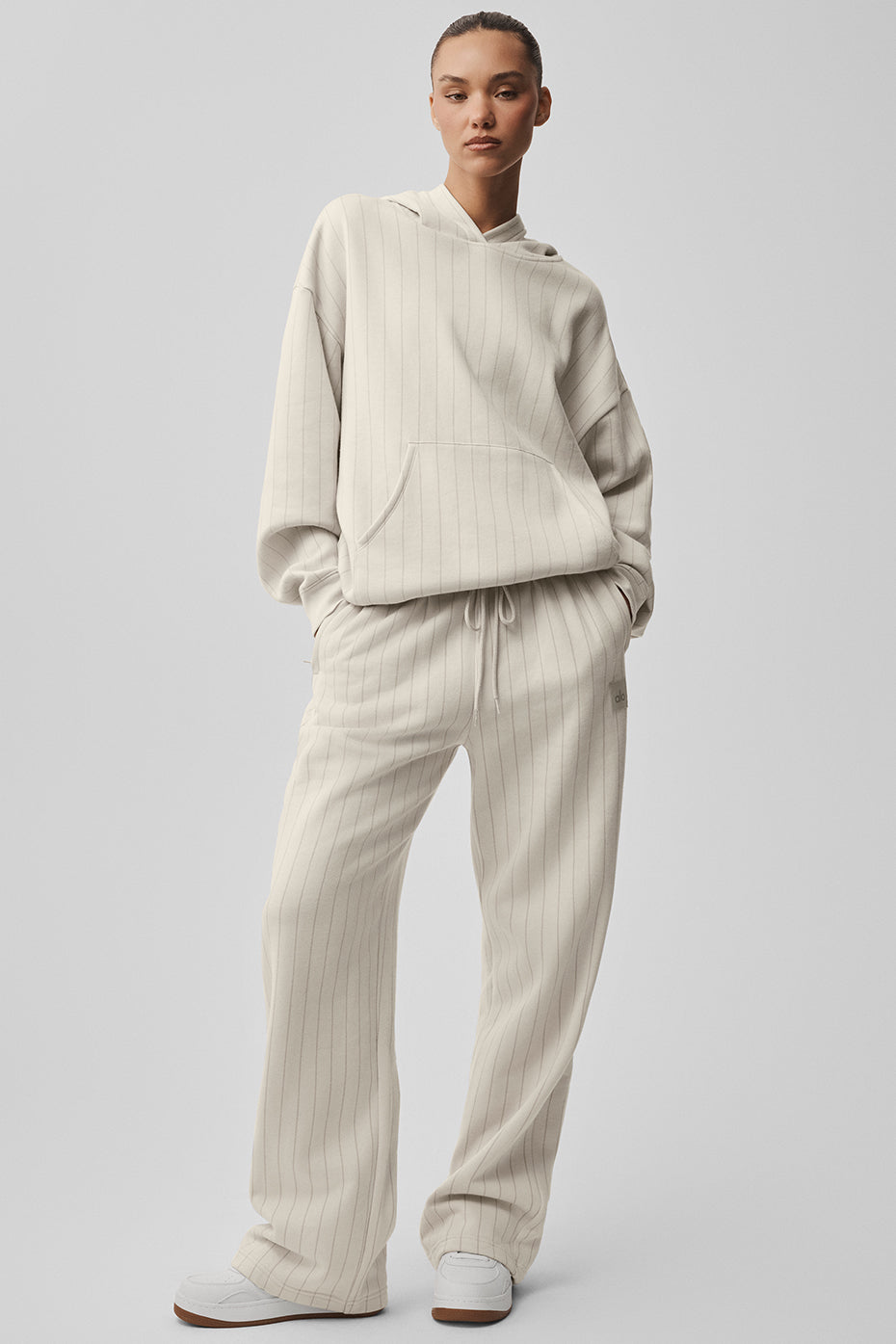 Pinstripe Hoodie - Bone Pinstripe--4