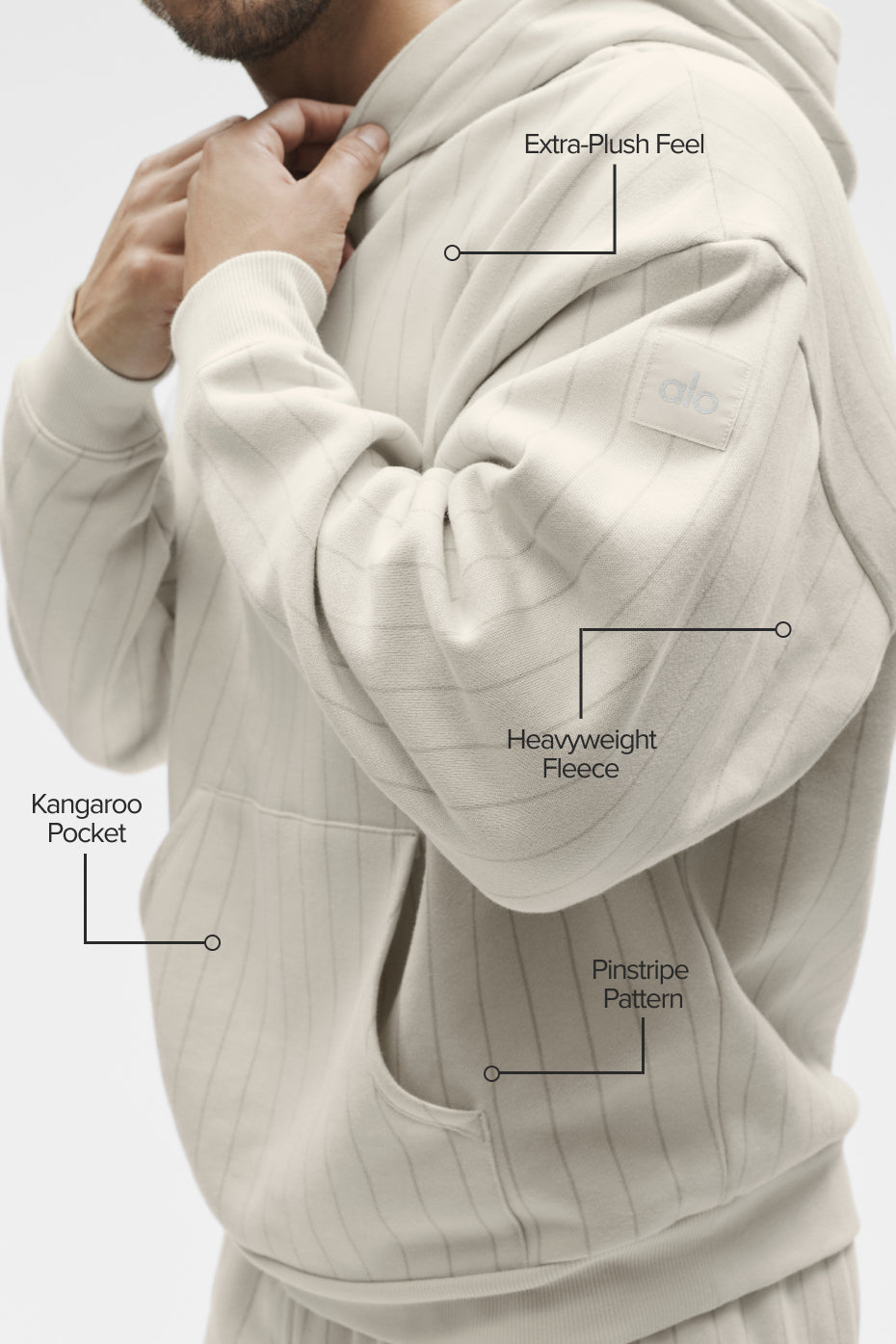 Pinstripe Hoodie - Bone Pinstripe--1