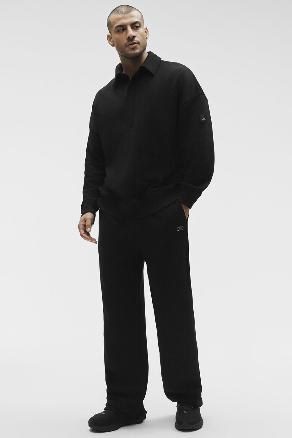 Take It Easy Long Sleeve Henley Pullover - Black--4