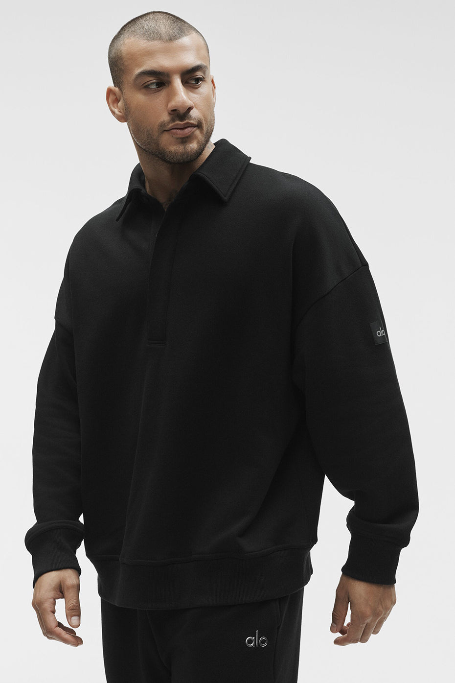 Take It Easy Long Sleeve Henley Pullover - Black--0